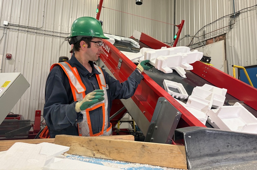 foam on a conveyor belt at SARCAN