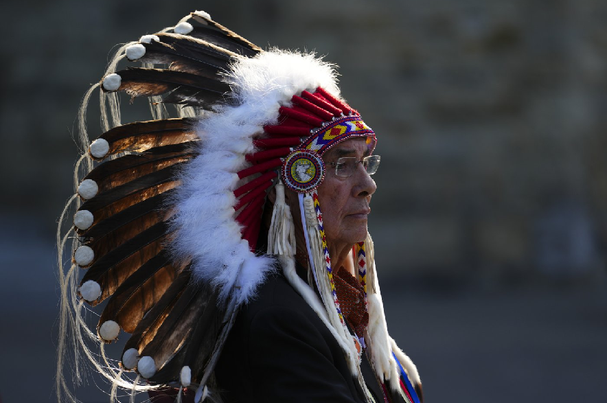 Residential school survivor Chief Wilton Littlechild takes part in the site selection ceremony for the Residential Schools National Monument on Parliament Hill in Ottawa on Tuesday, June 20, 2023.