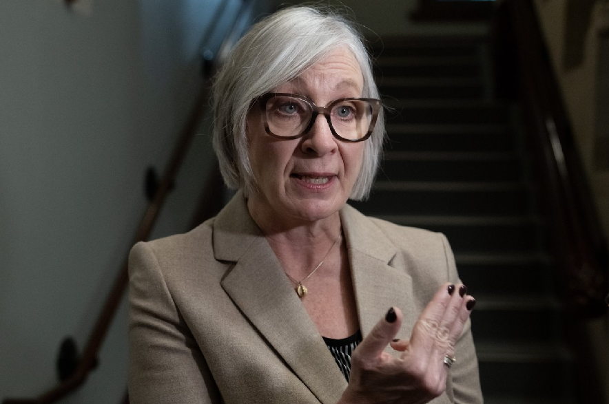 Minister of Jobs and Families Patty Hajdu speaks with reporters on Parliament Hill before attending caucus in Ottawa on Saturday, Sept. 19, 2026.