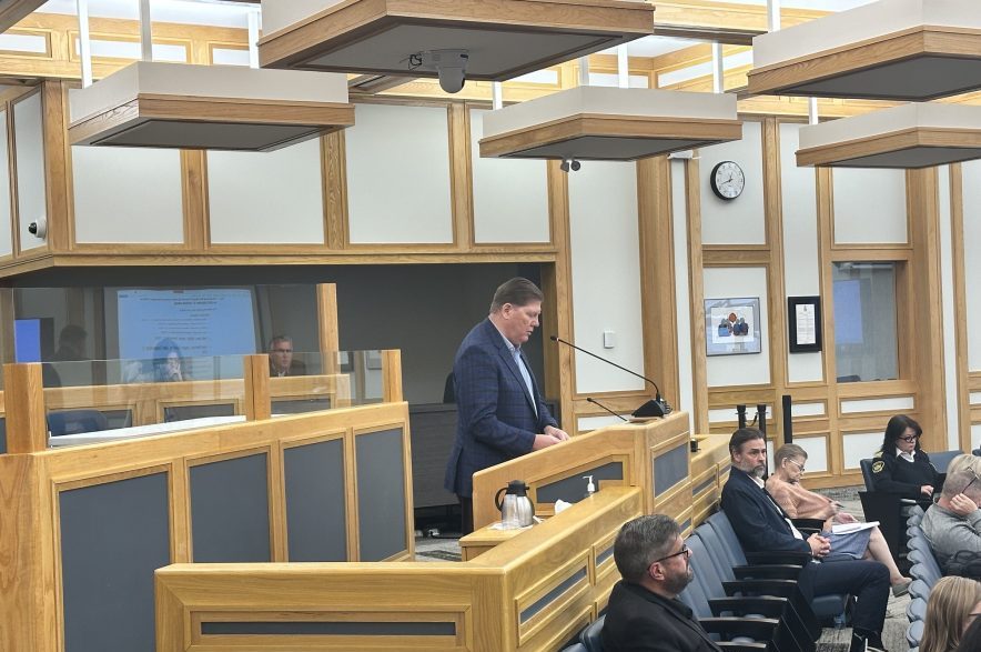 North Saskatoon Business Association executive director, Keith Moen, speaks to council on Sept. 23, 2026. (Libby Gray/650 CKOM)