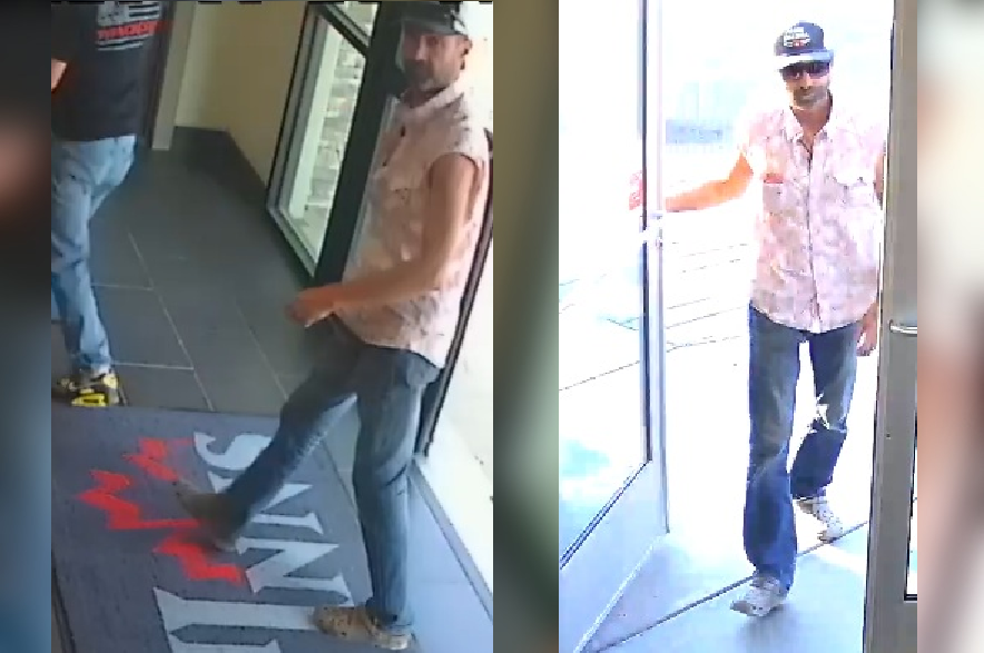 security stills of an unknown man in Lloydminster, spotted with a missing family