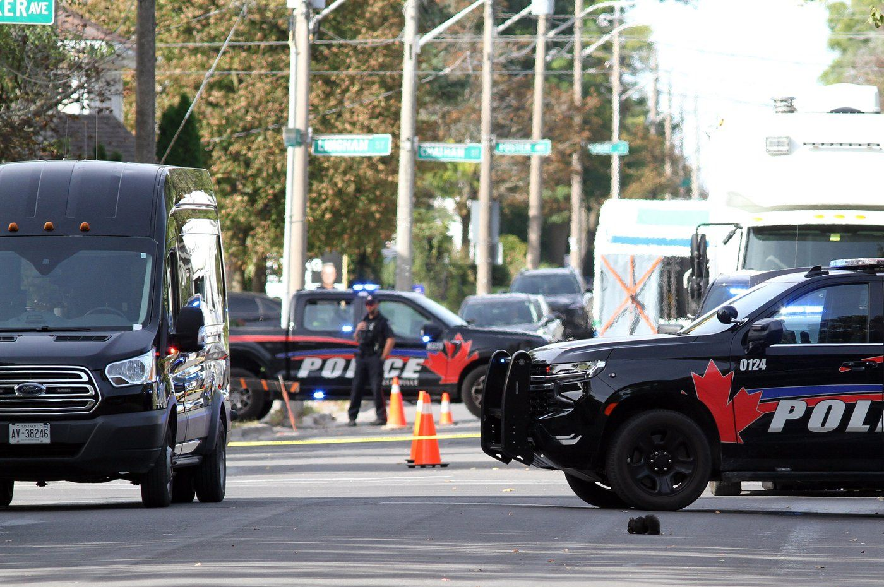 Police and the Ontario Special Investigations Unit are shown at the scene of the Sons of Jacob Synagogue in Belleville, Ontario on Monday Sept. 21, 2026.
