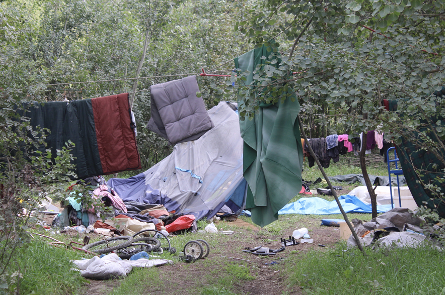 A homeless encampment outside of Prince Albert.