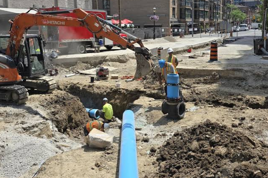 Water main work in downtown Saskatoon earlier this year.