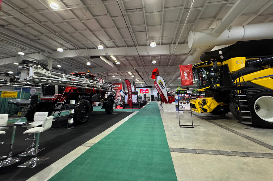 The main hall of the Crop Production Show at Prairieland Park in Saskatoon.