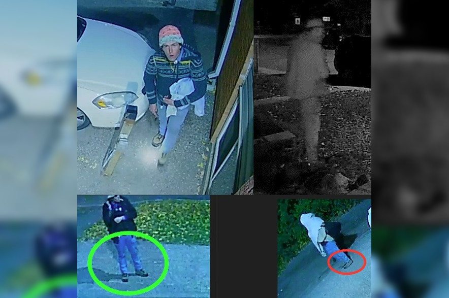 Police say a person can be seen in multiple sources of surveillance video prowling in the area where a suspicious fire occurred.