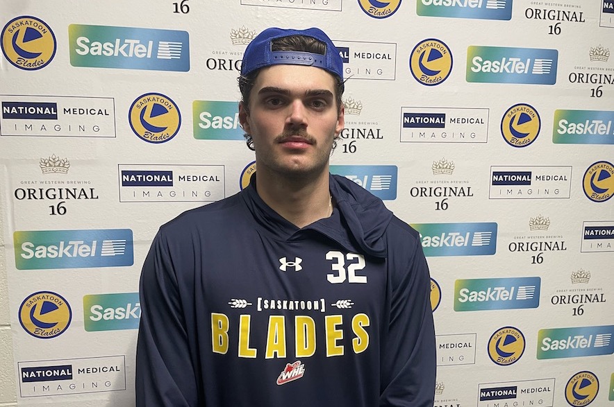 Saskatoon Blades Goaltender Koen Cleaver.