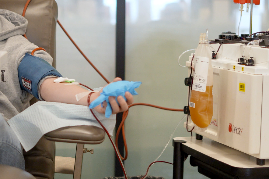 A man donated blood.