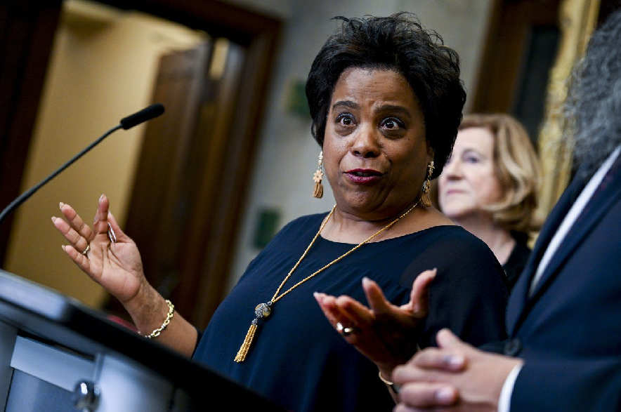 Federal Health Marjorie Michel speaks during a press conference in the Foyer of the House of Commons on Parliament Hill in Ottawa, on Thursday, May 28, 2026.