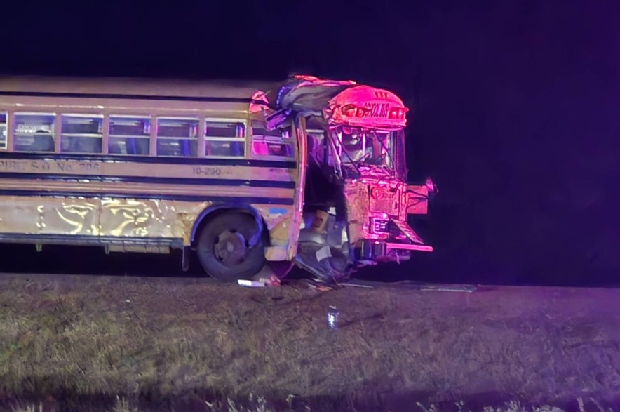 a school bus that was involved in a collision in Martensville, Oct. 1 2026