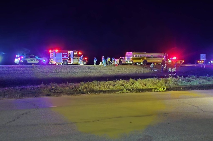 a school bus in Martensville involved in a collision with a semi on Oct. 1, 2026