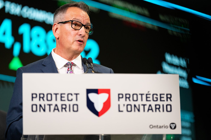 Greg Rickford, Minister of Indigenous Affairs and First Nations Economic Reconciliation of Ontario speaks at a press conference in Toronto on Thursday, April 17, 2025.