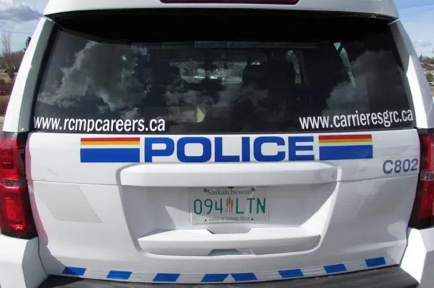 The back hatch of an RCMP SUV.