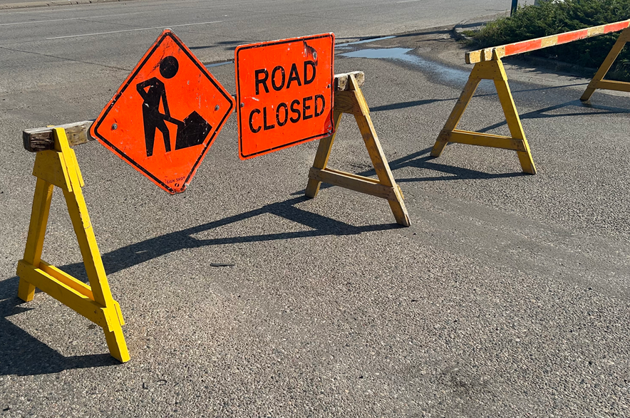 A barricade blocking access after a crash at Circle Drive North and Idylwyld Drive on Friday, Aug. 21, 2026.