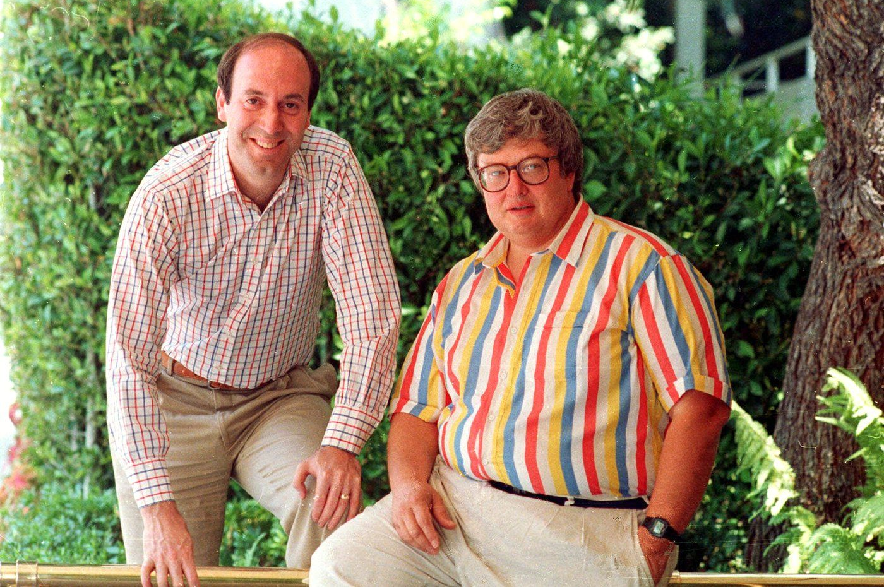 Roger Ebert, right, and Gene Siskel pose for a photo in Los Angeles in 1986.