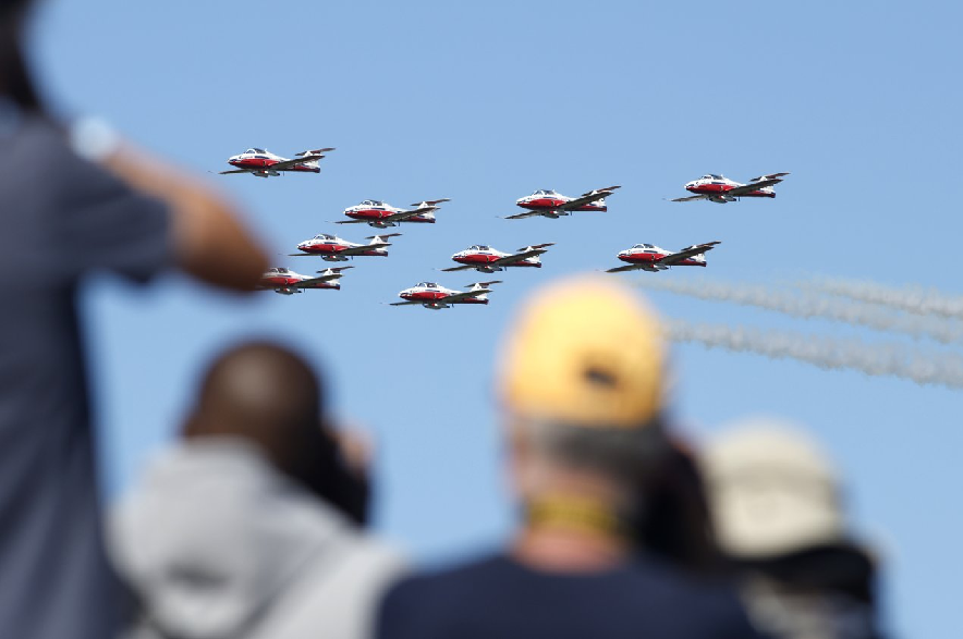 The Canadian Forces Snowbirds perform at the Aero Gatineau-Ottawa air show in Gatineau, Que., on Saturday, Sept. 19, 2026.