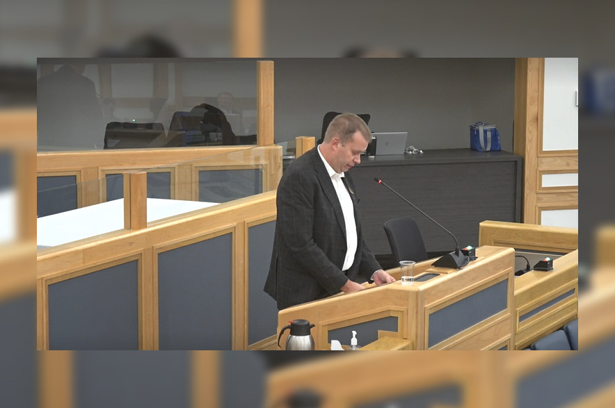 Matt Colton, Interim CEO of TCU Place, speaks at City Hall on Oct. 28, 2026. (Screenshot/City of Saskatoon livestream)