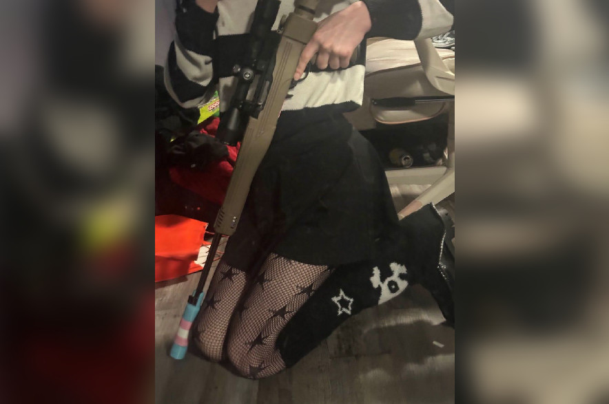 A person alleged to be Jesse Van Rootselaar is seen posing with a weapon in this Feb. 10, 2026, photo that was sent to James Bryant.
