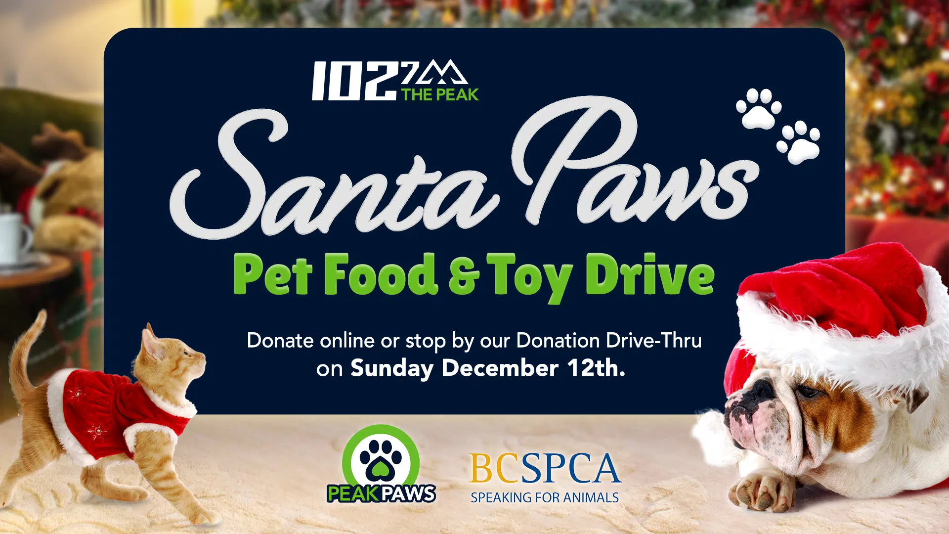 Santa Paws Pet Food Toy Drive 102.7 THE PEAK Alternative