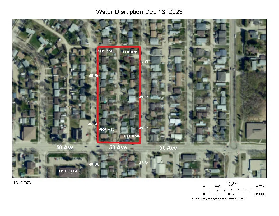 Water service disruptions expected for Drayton Valley December 18