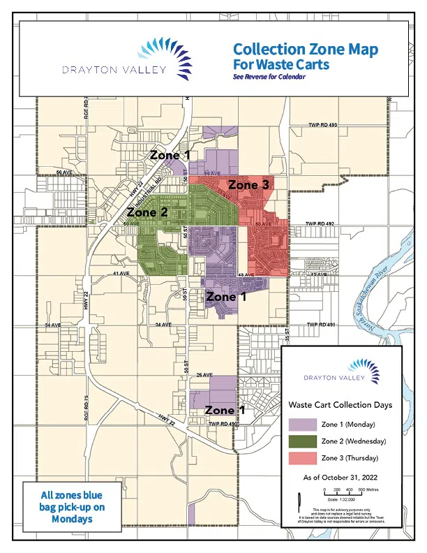 2024 waste collection schedule mailed to Drayton Valley residents