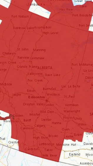 Extreme Cold Warning in effect for all of Alberta