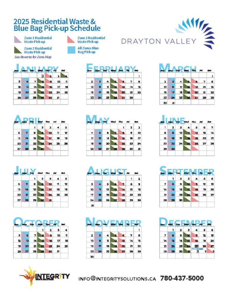 Drayton Valley 2025 waste collection schedule Big West Country 92.9 FM