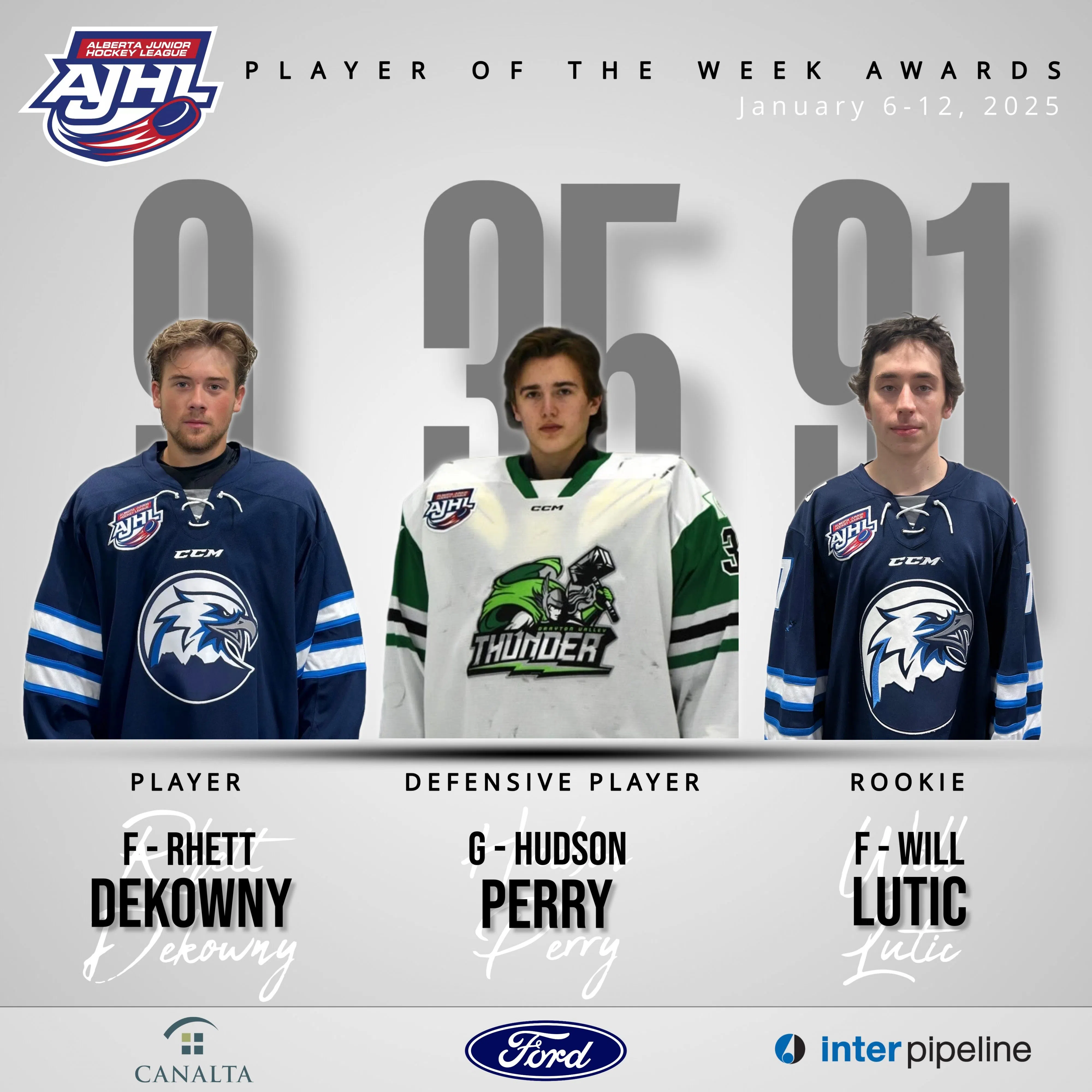 Drayton Valley Thunder goaltender named AJHL Defensive Player of the Week