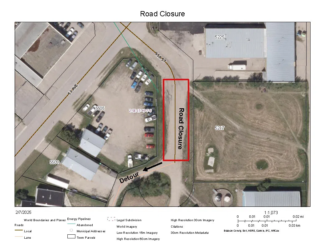 Temporary closure of 55A Street in Drayton Valley