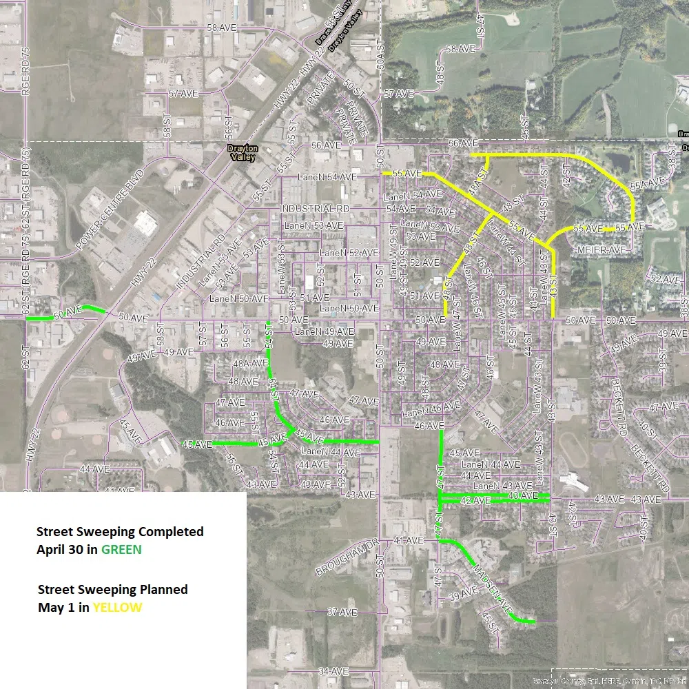 Drayton Valley street sweeping update: May 1