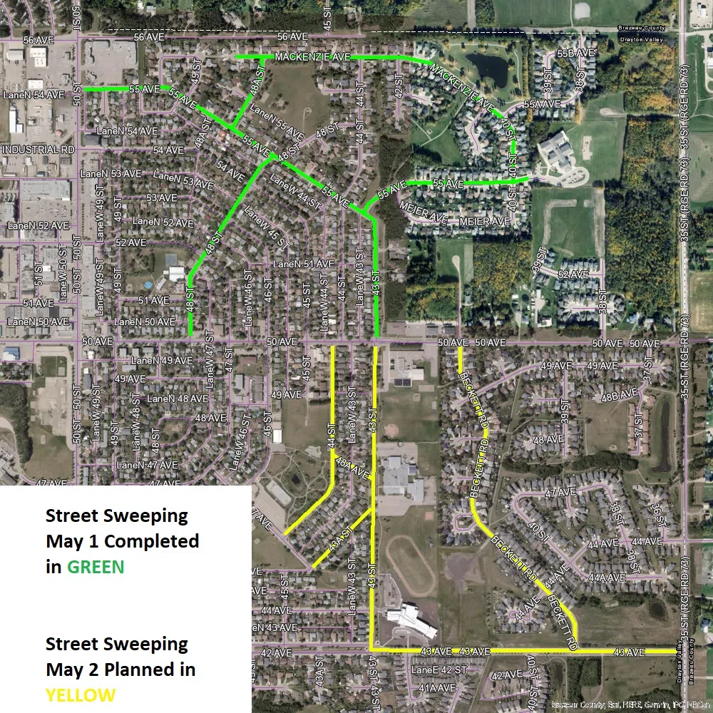 Drayton Valley street sweeping update - May 5
