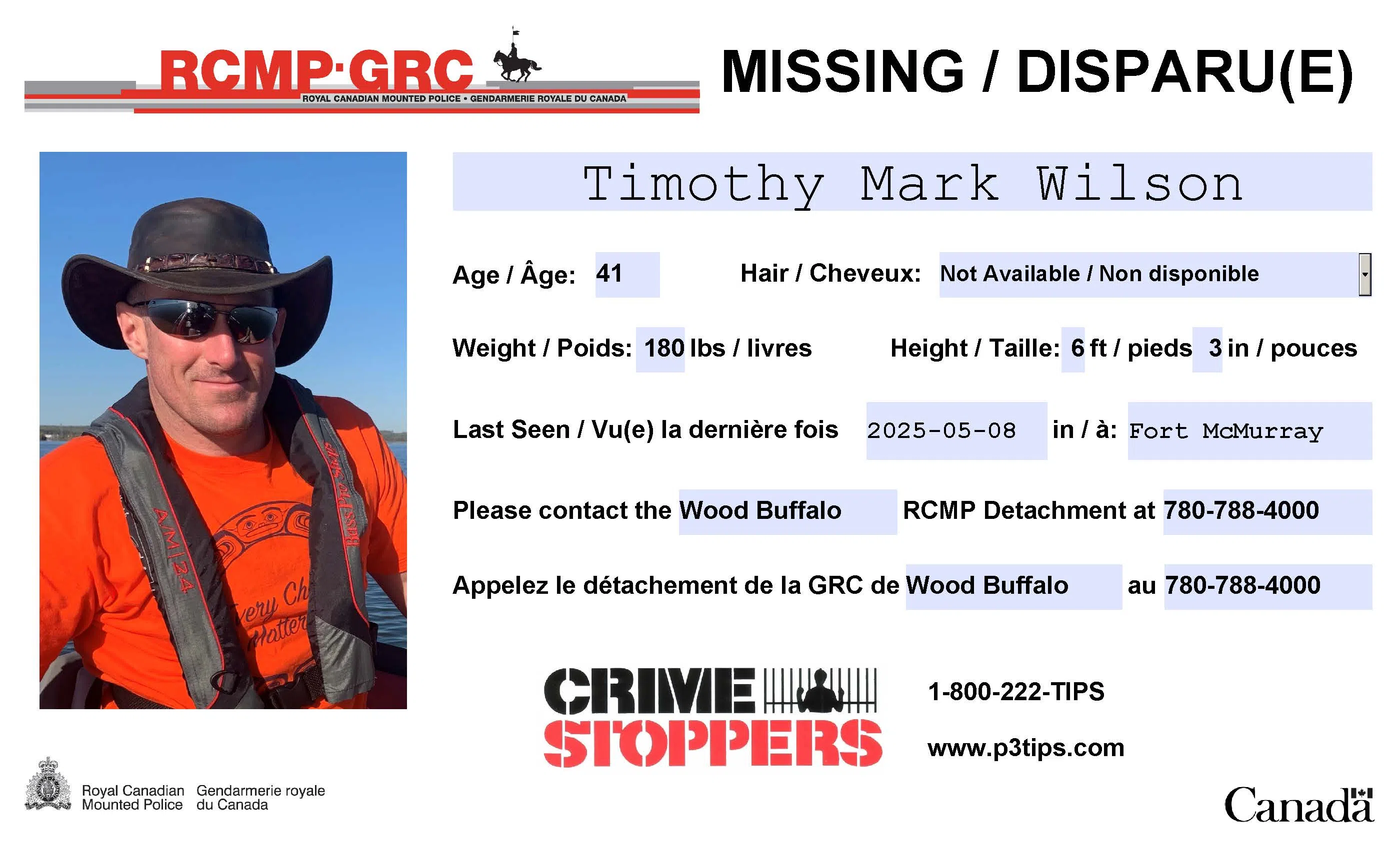Located: Timothy Mark Wilson, 41, of Fort McMurray