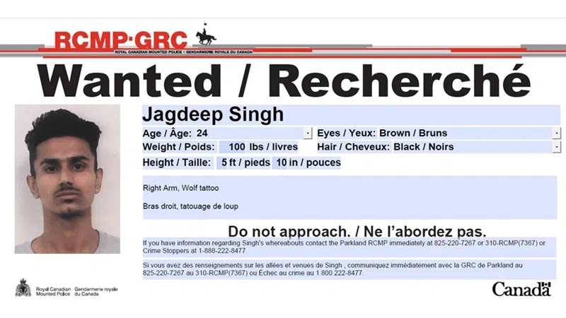 Parkland RCMP seek assistance in locating extortion suspect wanted on Canada-wide warrant
