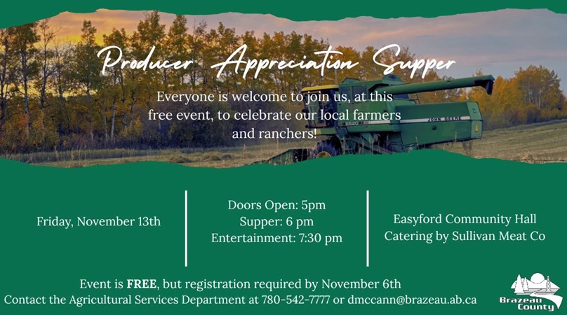 Brazeau County producers invited to appreciation supper