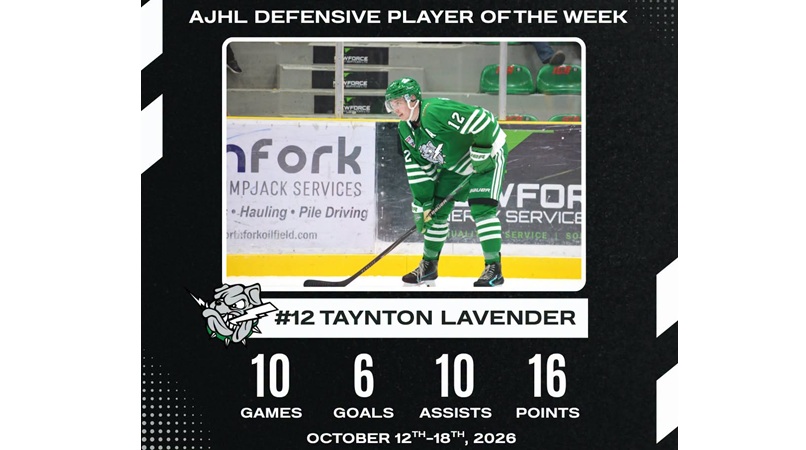 Drayton Valley Thunder's Taynton Lavender named AJHL Player of the Week