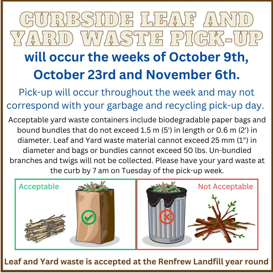 Yard waste pickup starts this week in Renfrew. What do you need to