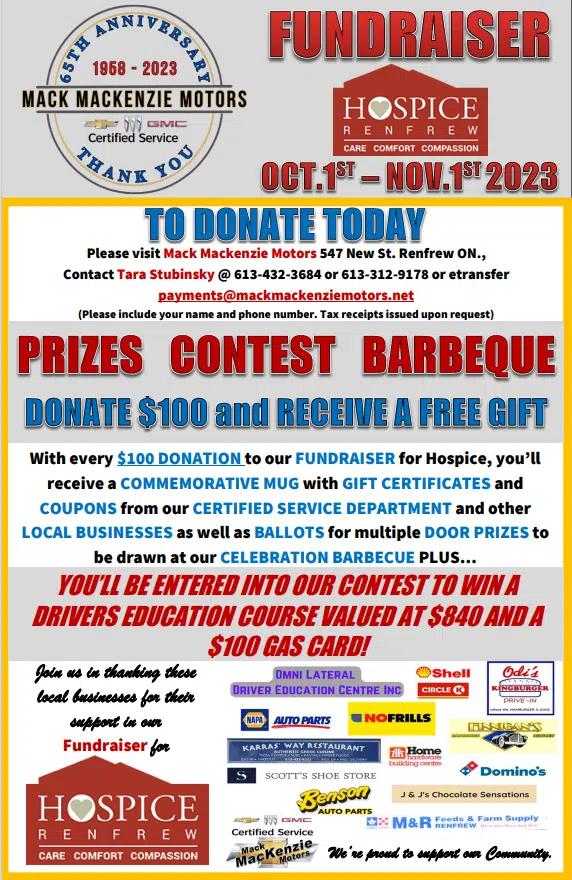 Mack Mackenzie Motors Fundraiser for Hospice 96.1 Renfrew Today