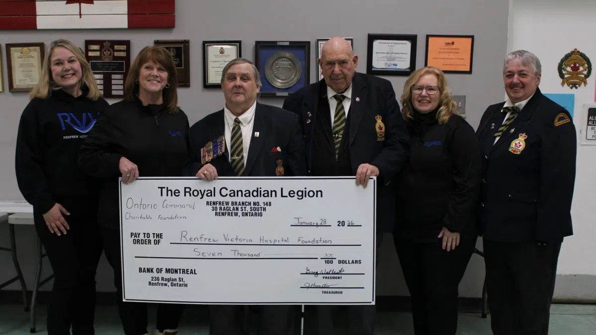 Legion donation kicks off push for major goal at Renfrew Victoria Hospital