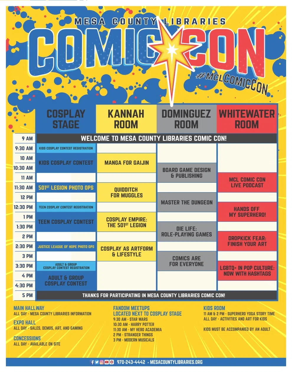 IT"S TIME!! Mesa County Libraries Comic Con.. Saturday at 2 Rivers Convention Center.. Cosplay and other FAQs