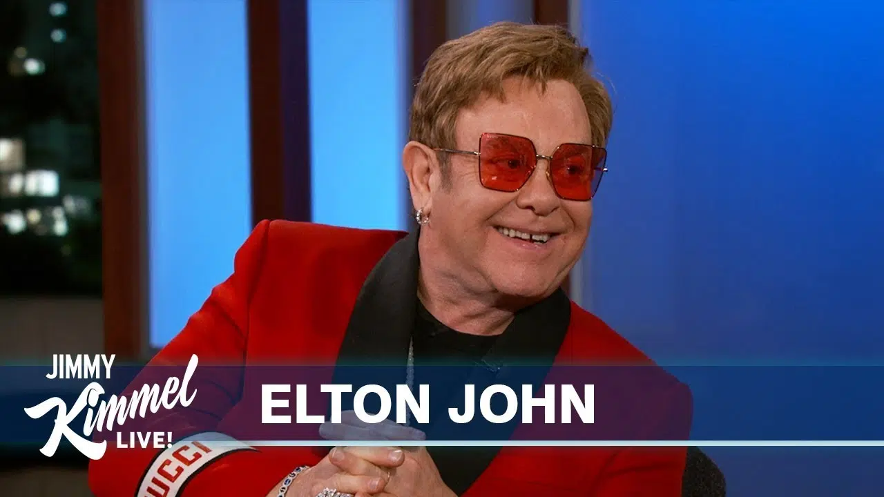 Elton John on Kimmel: "I let Stevie Wonder drive my snowmobile"