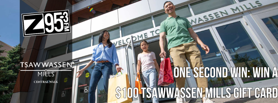 Win a $100 Tsawwassen Mills Gift Card with One Second Win