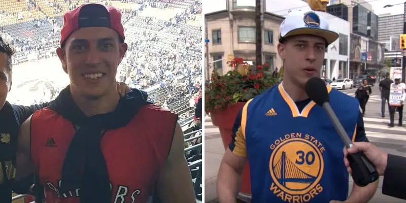 Local Raptors Fan Tempted To The Warriors By Jimmy Kimmel Crew