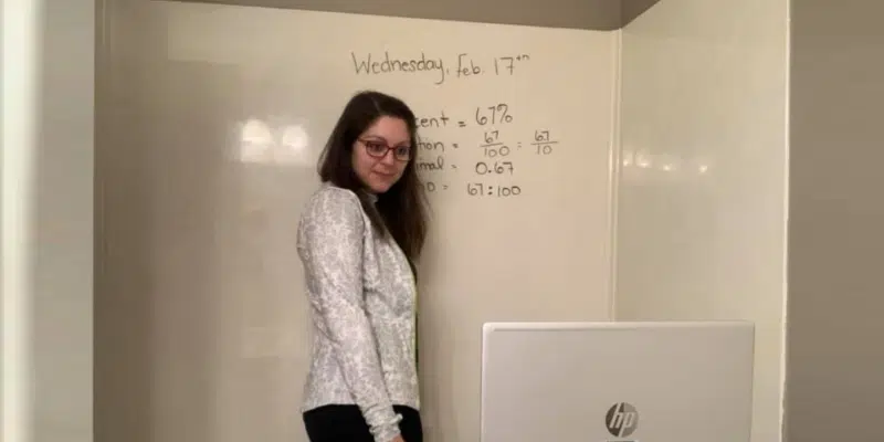 Math in the Bath: Teacher Adapts to Online Learning in Unique Way