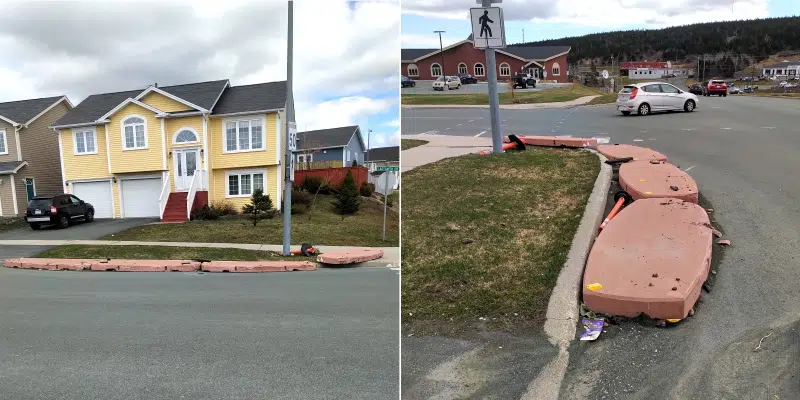 Concrete Blocks for Pedestrian Safety Causing Issues in Kenmount Terrace says Resident