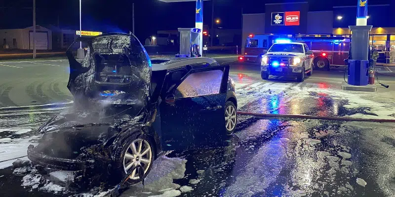 Car Catches Fire at St. John's Gas Station