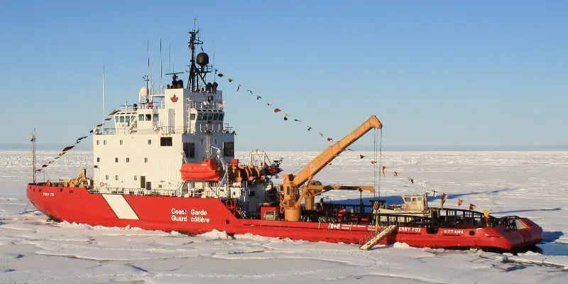 Coast Guard Conducting Icebreaking Operations Near Port Anson