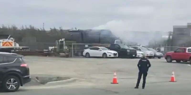 Fire Crews on Scene of Waste Management Truck Fire