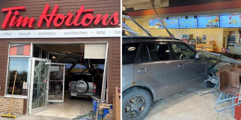 SUV Crashes Through Tim Hortons in Whitbourne
