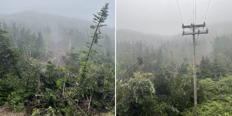 Mudslide Knocks Down Utility Pole in Harbour Breton