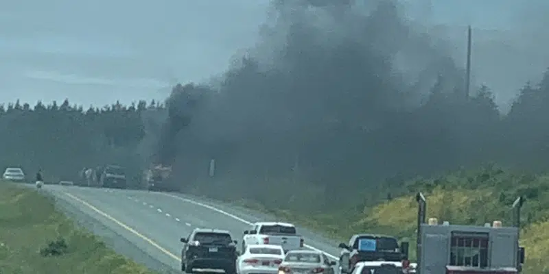 Fire Crews Extinguish TCH Car Fire Near Avondale